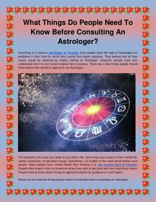 What Things Do People Need To Know Before Consulting An Astrologer?