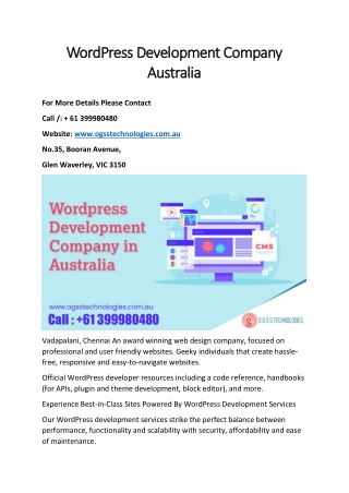 WordPress Development Company Australia