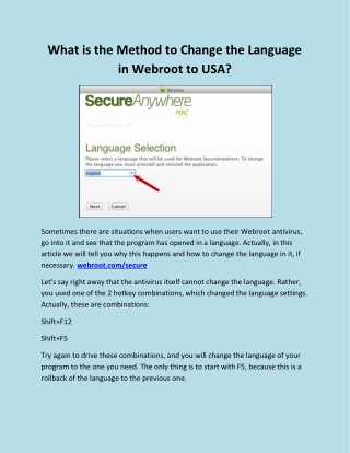 What is the Method to Change the Language in Webroot to USA