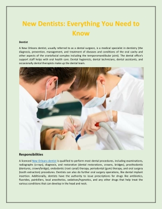 New Dentists: Everything You Need to Know