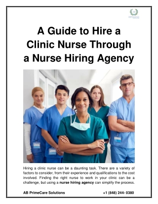 A Guide to Hire a Clinic Nurse Through a Nurse Hiring Agency