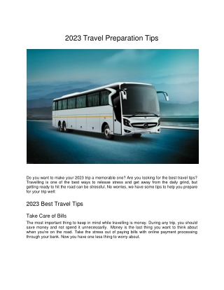 2023 Travel Preparation Tips
