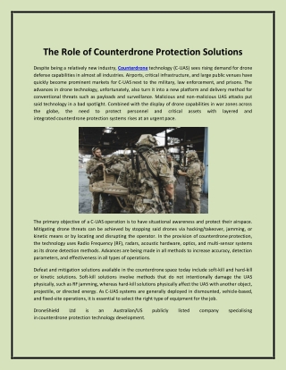 The Role of Counterdrone Protection Solutions