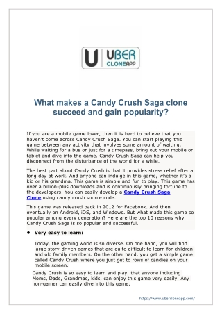 What makes a Candy Crush Saga clone succeed and gain popularity?