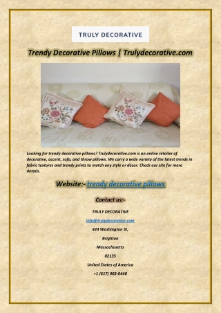 Trendy Decorative Pillows  Trulydecorative