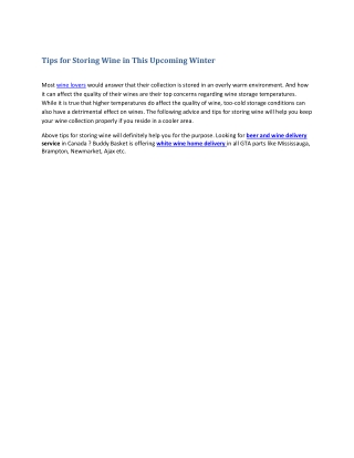 Tips for Storing Wine in This Upcoming Winter