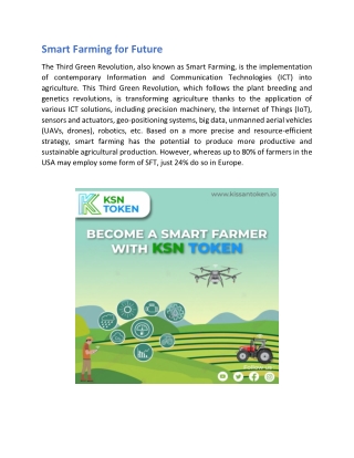 Smart Farming for Future