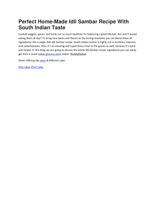 Perfect Home Idli Sambar Recipe