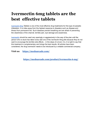 Ivermectin 6mg tablets are the best  effective tablets