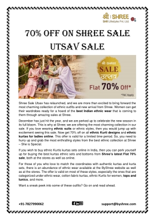 70% Off on Shree Sale Utsav Sale
