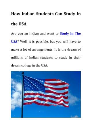 How Indian Students Can Study In the USA?