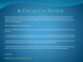 A Cheap Car Rental