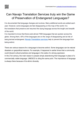 Can Navajo Translation Services truly win the Game of Preservation of Endangered