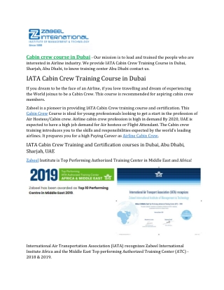 Cabin crew course in Dubai