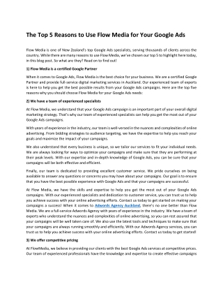 The Top 5 Reasons to Use Flow Media for Your Google Ads