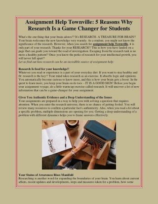 Assignment Help Townville_ 5 Reasons Why Research Is a Game Changer for Students