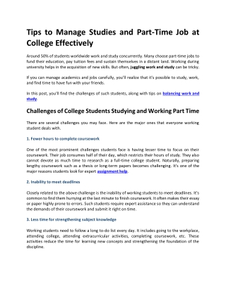 Tips to Manage College with a Part-Time Job and Internships