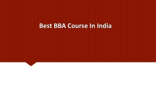 Best BBA Course In India