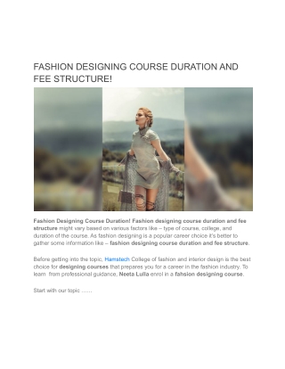 Know Fashion Designing Course Time Period And Fee Structure!