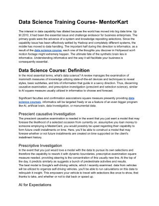 Data Science Training Course- MentorKart