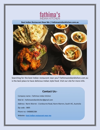 Best Indian Restaurant Near Me | Fathimasindiankitchen.com.au