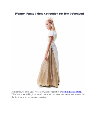 Women Pants | New Collection for Her | eVogued