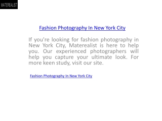 Fashion Photography In New York City  Materealist