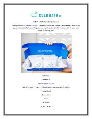 Ice Bath Salts Online  Coldbathco.com