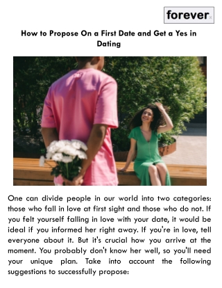 How to Propose On a First Date and Get a Yes in Dating
