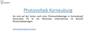 Photovoltaik Korneuburg  sonnenklar-pv.at