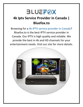 4k Iptv Service Provider in Canada  Bluefox.to