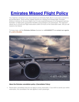 Emirates Missed Flight Policy by www.airnsky.com