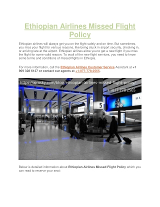 Ethiopian Airlines Missed Flight Policy by www.airnsky.com