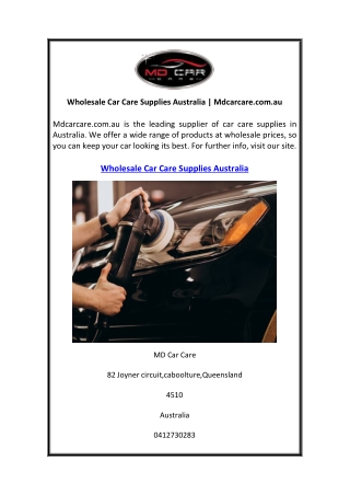 Wholesale Car Care Supplies Australia Mdcarcare.com.au