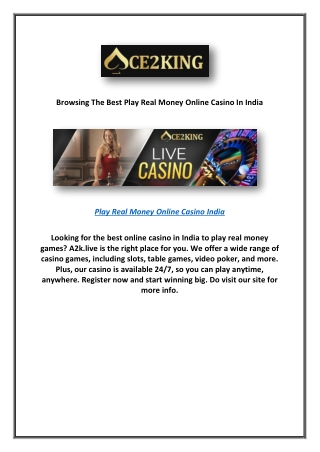 Browsing The Best Play Real Money Online Casino In India