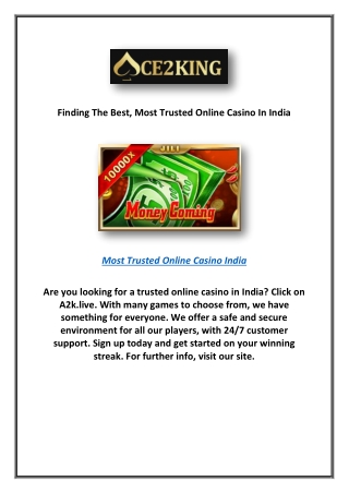 Finding The Best, Most Trusted Online Casino In India