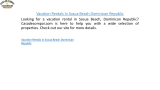 Vacation Rentals In Sosua Beach Dominican Republic  Casadecompai.com