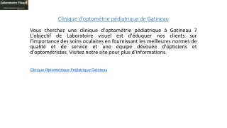 Clinique d'optométrie pédiatrique de Gatineau  Laboratoirevisuel.ca