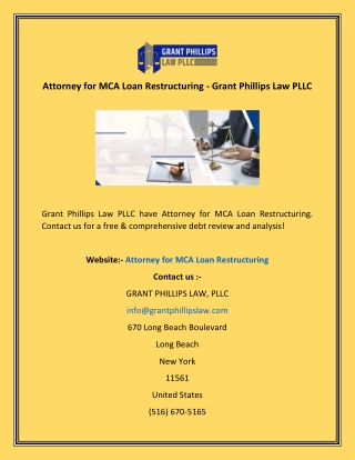 Attorney for MCA Loan Restructuring - Grant Phillips Law PLLC