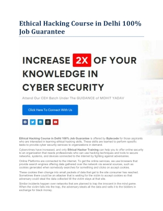 Ethical Hacking Course in India 100% Job Guarantee