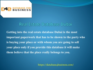 Real Estate Database Dubai