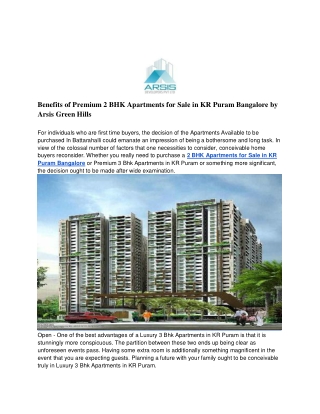 Benefits of Premium 2 BHK Apartments for Sale in KR Puram Bangalore by Arsis Green Hills (1)