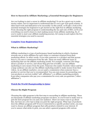 HOW TO SUCCEED IN AFFILIATE MARKETING