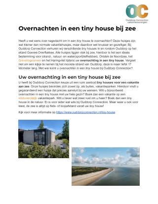 Overnachten in een tiny house