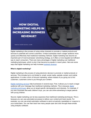How Digital marketing helps in increasing business revenue_