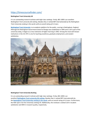 Nottingham Trent University UK