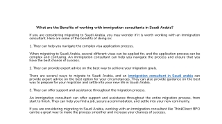 What are the Benefits of working with immigration consultants in Saudi Arabia