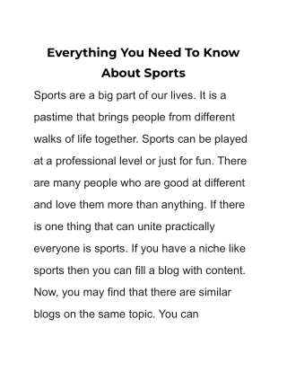 Everything You Need To Know About Sports
