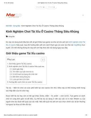Kinh Nghiệm Chơi Tài Xỉu Ở Casino Thắng Siêu Khủng