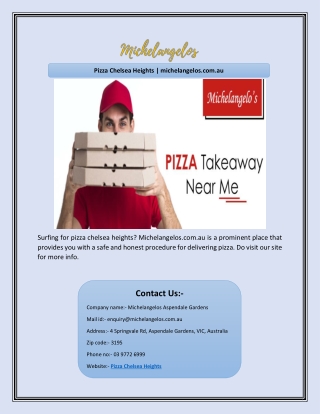 Pizza Chelsea Heights | michelangelos.com.au
